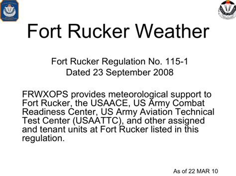 Ft rucker weather mef - EFMP Education Enrollment Checklist. Hours of Operation. Monday: Closed for Administrative/medical reviews and packet processing. Tuesday: Appt only: 8:00 a.m. to 3:00 p.m. (no walk-ins) Wednesday - Thursday: Walk-in from 8:00 a.m. to 11:30 a.m. and Appointment only from 1:00 p.m. to 2:30 p.m. Friday: Closed - Administrative/medical …